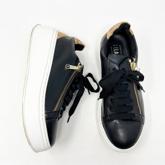 Alviero Martini Shoes - Alviero Martini Classe Map Zipper Lace Sneaker Shoes Womens Size 37